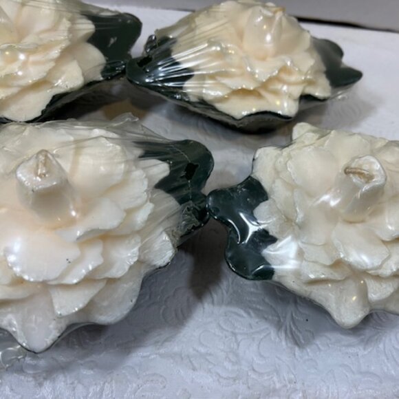 VTG 4 White Magnolia Floating Floral Candles Michael Coffindaffer 5.5"x4" - Picture 4 of 11